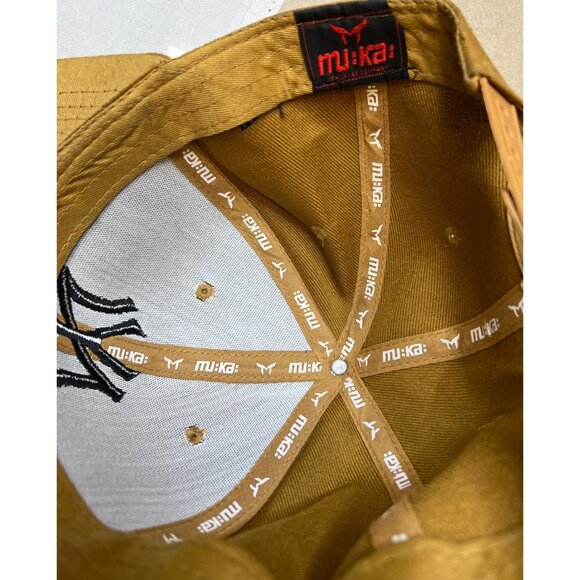 Muika Snapback Baseball Trucker Cap Adjustable Mustard Yellow Black NY Embroider - Picture 4 of 4